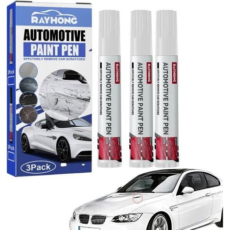 Stylo Retouche Peinture, Peinture De Retouche pour Voiture, Crayon Anti Rayure Voiture Efface Carrosserie, Stylo De Peinture, Blanc (1/4)