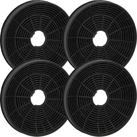 4x Filtres à charbon actif compatible avec Beko HCA 62640 WH, HCB 91845 BXH, HCB 91845 BDXH, HCA 62640 BH, HCA 62540 BH hotte aspirante - 17.5 cm
