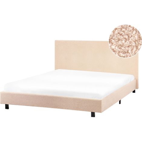 Bett mit Lattenrost Bouclé ALBI 140 x 200 cm Beige