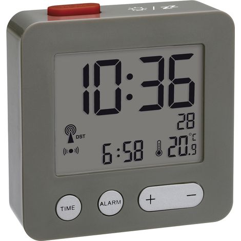 TFA Dostmann 60.2545.10 Funk Wecker Anthrazit Alarmzeiten 1