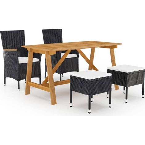 Set Mobili da Pranzo per Giardino 5 pz Nero vidaXL (1/5)