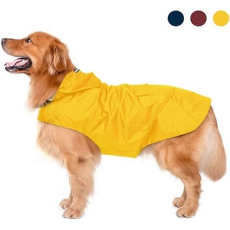 Regenmantel für Hunde mit Kapuze, 100% wasserdicht, ultraleicht und atmungsaktiv, mit reflektierenden Elementen.
