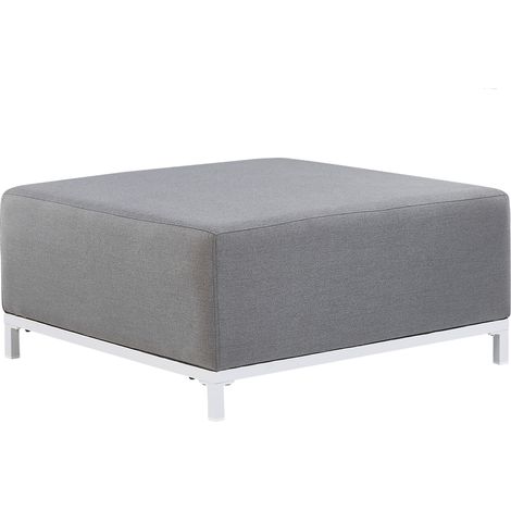 Otomana de poliéster gris blanco 83 x 83 cm reposapiés patas metal Rovigo (1/5)