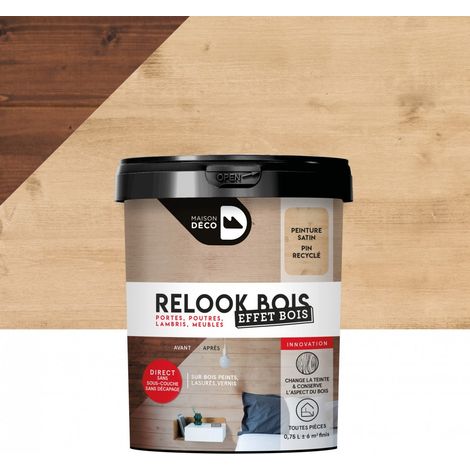Lasure intérieure satinée pour bois recyclé 0.75 l – Application directe sans sous-couche – Pour rénovation de poutres et lambris – Maison Deco (1/5)