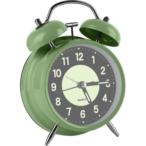 Réveil silencieux, réveil rétro avec lumière, réveil enfant à double sonnerie, réveil puissant pour gros dormeurs (1/5)