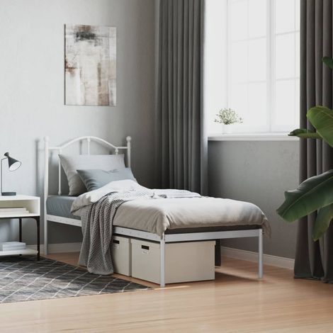 Estructura cama sin colchón con cabecero metal blanco 75x190 cm vidaXL (1/5)