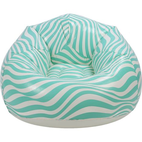 Fauteuil gonflable en PVC à motif ondulé, design ergonomique minimaliste, pouf gonflable vert (1/5)