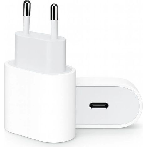 Confezione da 2 adattatori di alimentazione USB-C da 20 W con ricarica rapida, spina da parete compatta per iPhone, iPad, Samsung, Huawei e Google (bianco) (1/4)