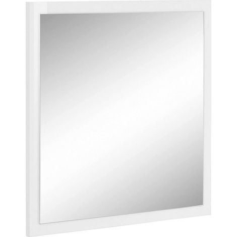 Dmora - Spiegel Dmancon, Badezimmerspiegel, 100% Made in Italy, cm 60x2h60, glänzend weiß