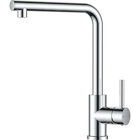 Robinet Cuisine, Mitigeur Cuisine avec Bec Surélevé, Robinet Evier de Cuisine en Acier Inoxydable en Forme de L, Robinetterie de Cuisine Monocommande, Pivotant à 360°, Chrome Poli (1/5)