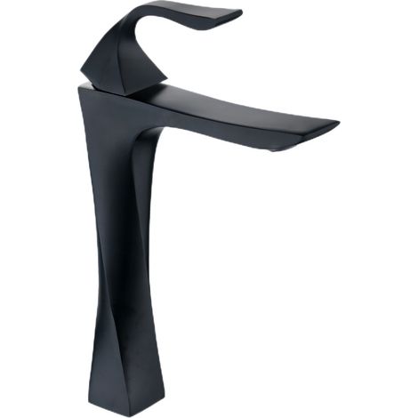 Robinet de lavabo robinet chaud et froid robinet d'armoire de salle de bain mode créative robinet de baignoire domestique en alliage de zinc, hauteur 31 cm, noir (1/4)