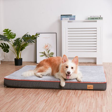 Orthopädisches Hundebett Grosse Hunde - 120x90x10cm Hundekissen flauschig Hundematte waschbar Hundematratze in grau für große Hunde (1/5)