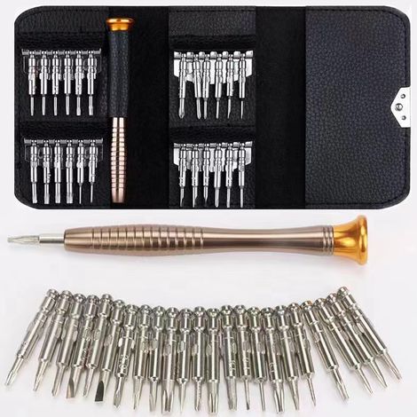 Kit de destornilladores de precisión mini 25 en 1: herramientas de reparación para iPhones, portátiles, relojes, joyas, juguetes, gafas, etc. (1/5)