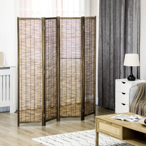 Naturel - Paravent en bois séparateur de pièce closion de séparation pliable 4 panneaux 160 x 170 cm