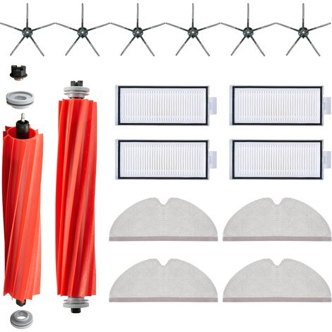 Ensemble de 16 accessoires pour aspirateurs Roborock Q7 / Q7+ / Q7 Max / Q7 Max+ comprenant 2 brosses principales, 4 chiffons de nettoyage, 4 filtres HEPA, 6 brosses latérales (1/4)