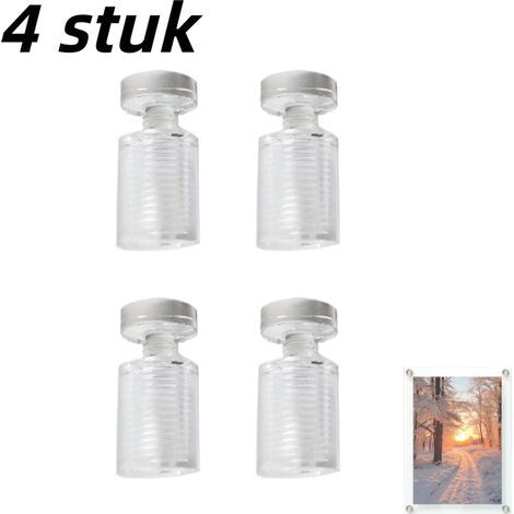 Clous de fixation en acrylique transparent (lot de 4, 19 x 25 x 10 mm), vis, clou décoratif mural, clou pour miroir de salle de bain - blanc (1/5)