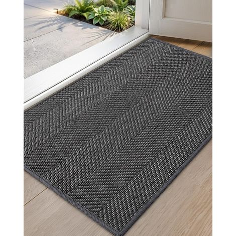 Indoor Entrance Doormat 60 x 90 cm Non-Slip Mat Machine Washable Door for Hallway Dark Grey Folded Packaging (1/5)
