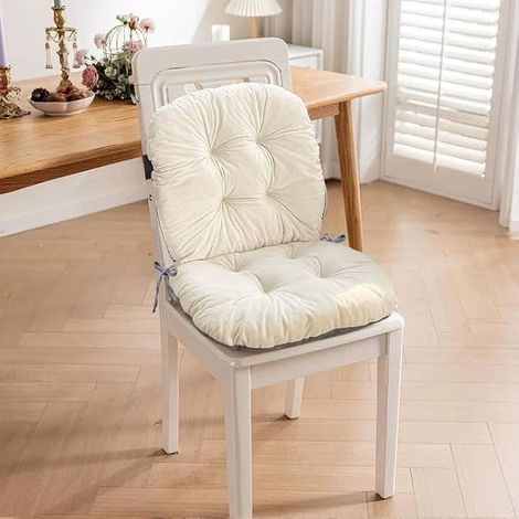 High Back Chair Cushions, 42 x 85 cm, Comfortable Seat Cushions for Garden Furniture, Padded and High Back Cushions, Weatherproof for Garden and Patio Chairs, White (1/5)