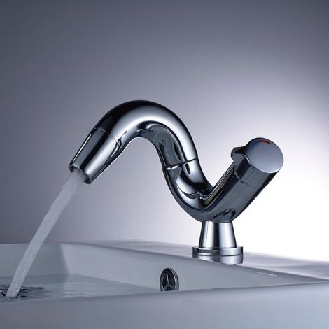 Single-lever swivel bathroom mixer tap, swivel basin mixer tap, chrome bathroom basin tap