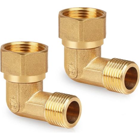 Irovami Kit d'adaptateurs coudés pour robinet de baignoire en laiton : conversion d'un fil intérieur 6 points en un fil extérieur 4 points (2 pièces). (1/5)