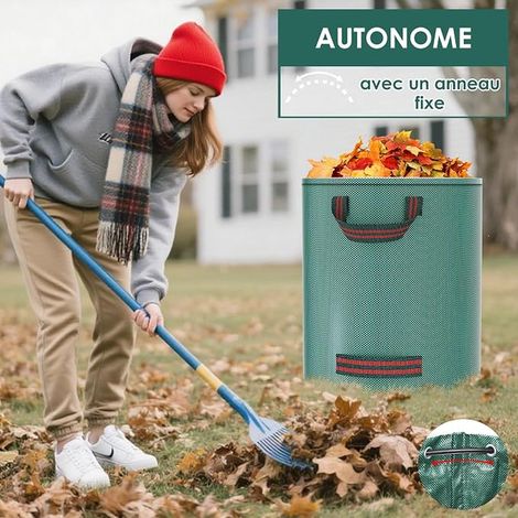 Green Garden Waste Bags, Garden Waste Bag with Handles, Self-contained, Waterproof, Durable, Corrosion Resistant (1/4)