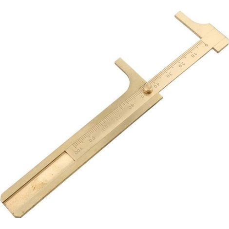 Brass Caliper, Stainless Steel Caliper, Sliding Caliper, Vernier Pocket Caliper, Ruler, Measuring Tool, Mini Brass Pocket Ruler (Length 100mm) (1/5)