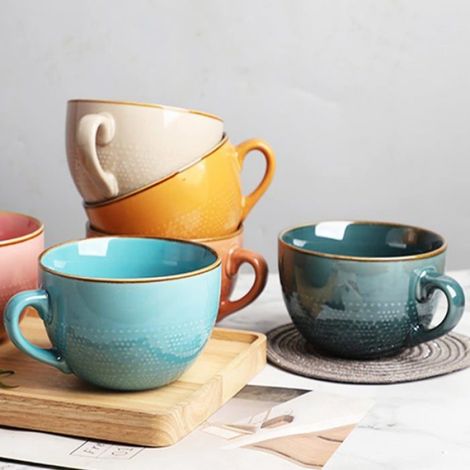 Grandes tasses à soupe avec anse Grande tasse à café en céramique Tasse géante