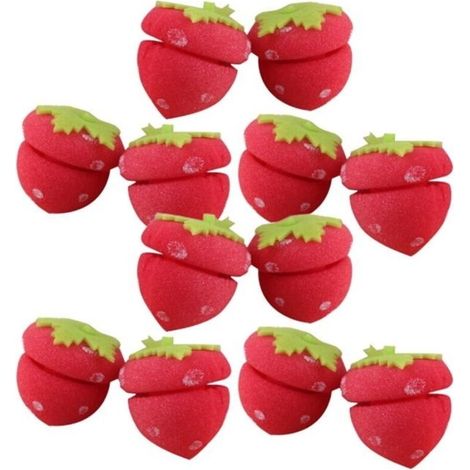 Lot de 12 bigoudis en éponge à la fraise pour femmes - Bigoudis sans onde de chaleur (1/5)