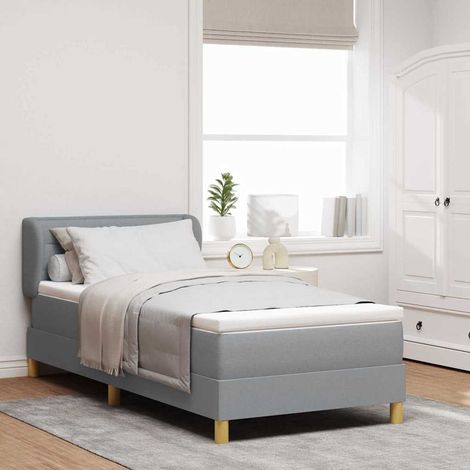 vidaXL Lit à ressorts avec matelas Gris clair 80 x 200 cm tissu (1/5)
