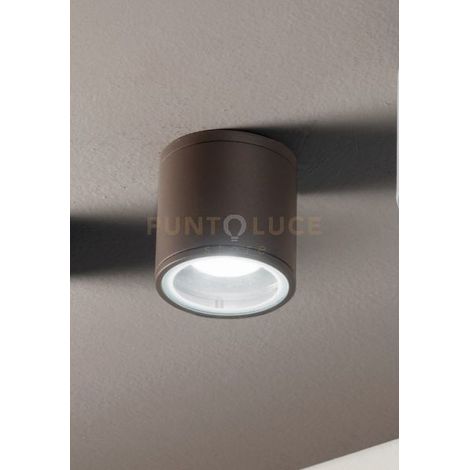 PLAFONIERA PER ESTERNI JUBO 1 LUCE ATTACCO GU10 MARRONE D.9CM