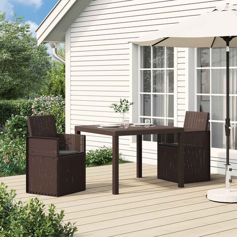 Sillas de comedor de jardín 2 pcs Marrón y Antracita PP