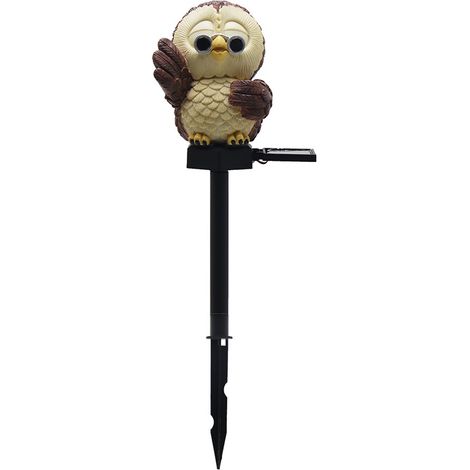 1 lampe solaire d'extérieur, hibou sur piquet, LED blanc chaud, étanche, pour jardin et pelouse (1/5)