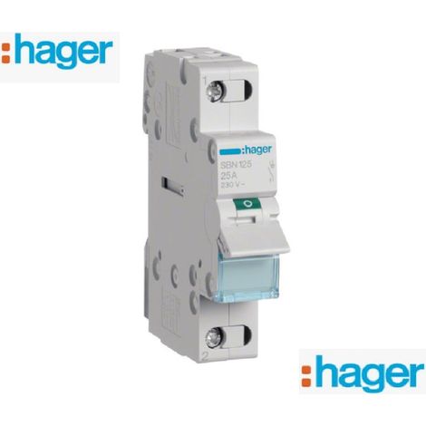 Interrupteur de coupure modulaire - 1 pôle - 25A Hager SBN125