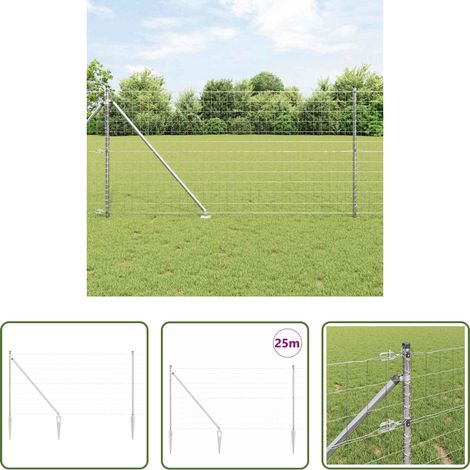vidaXL Stahlzaun - Zaun mit Pfosten Silber 1 x 25 m Stahl (1/5)