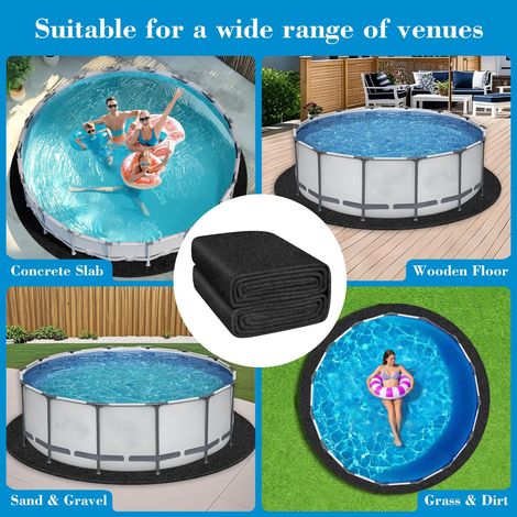 Tapis géotextile rond 3,7 m – Barrière anti‑mauvaises herbes sous piscine – Protège le liner des perforations – Pour bassin hors‑sol