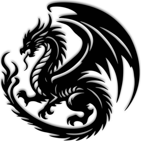 Décoration murale en métal noir - 30 cm - Décoration murale moderne pour salon, couloir, bureau, dragon - Cadeau pour les fans de dragon (1/5)