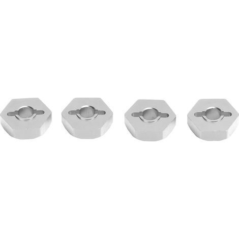 4 Adaptateurs de moyeux hexagonaux en alliage d'aluminium 12mm avec axes pour pièces TRAXXAS 1/16 voiture RC, argent (1/5)