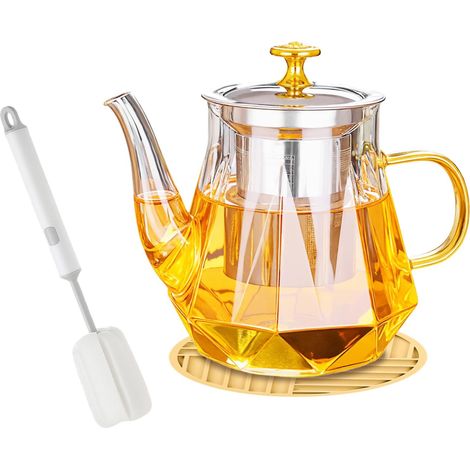 1000ml/34oz Théière en Verre Borosilicate, avec Tampon (1/5)