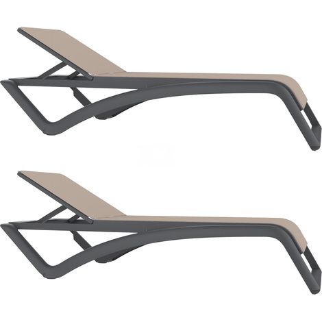 Set 2 tumbonas exterior gris oscuro - beige SKY CLUB Resol