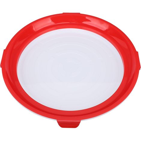 Plateau de conservation des aliments, forme ronde polyvalente, réutilisable, scellé sous vide, stockage empilable pour outil de cuisine rouge. (1/5)