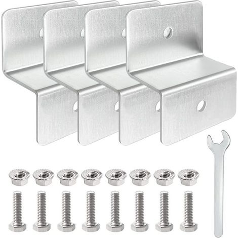 Soporte para panel solar - Kit de montaje en Z - Incluye tuercas, tornillos y llaves - Para autocaravanas y barcos - Juego de 4 piezas (1/5)