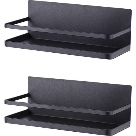 Magnetisches Gewürzregal für den Kühlschrank, platzsparender Kühlschrankorganizer, 2-teilig, Mattschwarz (1/5)