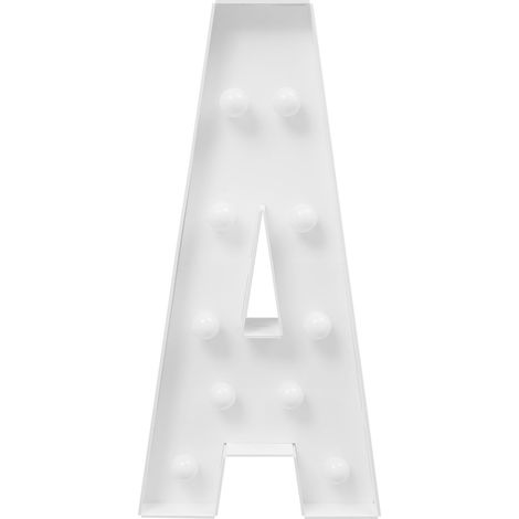 Lettre lumineuse décorative A en blanc, lettre LED à piles avec lumière chaude, 91,5 cm, enseigne lumineuse pour anniversaire, mariage, fête et événement (1/5)