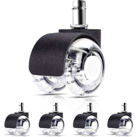 5 Roulette pour Chaise de Bureau 11 x 22 mm - Convient pour tous les sols - Roulements Silencieux à 360°. Résistantes à l'Abrasion sur sols durs et Tapis - Roues Pivotantes Universelles (1/5)