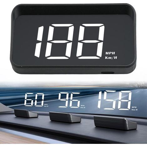 Affichage tête haute, affichage tête haute projeté sur pare-brise, compteur de vitesse GPS HD pour voiture avec boussole, compteur de vitesse GPS numérique HUD pour tous véhicules (km/h)