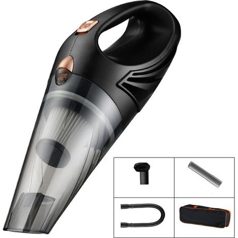Leistungsstarker Autostaubsauger – Mini-Handstaubsauger 120 W, 12 V mit 3 Düsen und Tragetasche, Autozubehör – Schwarz (1/5)