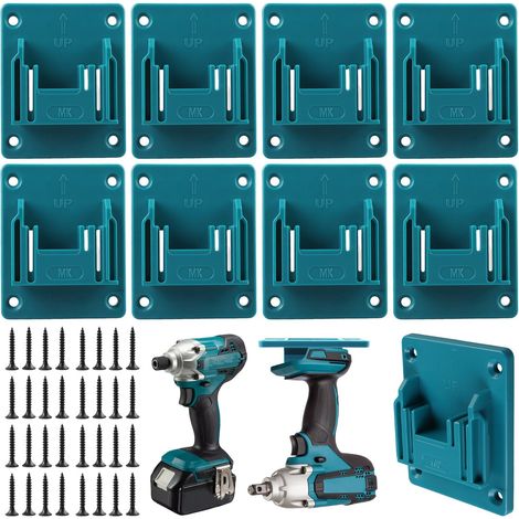 Support Mural pour 8 Appareils 18V - Porte-Outils Électriques avec 32 Vis pour Perceuse et Tournevis - Organisation d'Atelier et Garage - 14,4/18V (1/5)