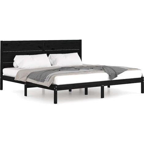 Maison Exclusive - Massivholzbett Schwarz Kiefer 200x200 cm