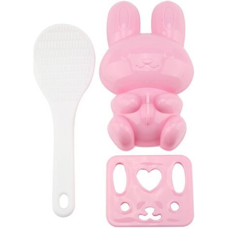 DEESSE SHOP-Cryfokt Moule à Riz Sushi Lapin de Dessin animé, Outil de Fabrication D'onigiri Facile pour Enfants, PP de qualité Alimentaire (PINK) (1/5)