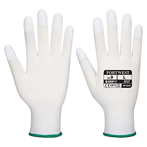 Guanti con dita rivestiti in PU bianco XS - Taglia 6 (1/3)